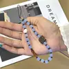 Ins Café com Leite Sal Marinho Gatinho Biscoito Bloqueio de Cores Azul e Marrom Outono e Inverno Cordão de Celular Corrente de Pulso DIY Pingente de Chaveiro