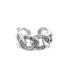 Celebridad de internet anillo de cadena de plato de salto de obstáculos hip hop moda personalidad circonita anillo abierto para dedo índice ins moda alto sentido