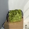 Bolso de cubo pequeño con lentejuelas de Corea del Sur, moda de alta gama, bolso de hombro suave con cordón, moda nicho, bolso bandolera personalizado