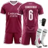 2627 Set de Club Camiseta 7 Vinicius C. Camiseta de visitante del Real Madrid de Ronaldo 10 Uniforme de fútbol rojo de Mbappé