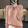 Suéter de lã pronto para usar outono e inverno para mulheres, solto, gola redonda, versátil, suéter de malha, camada base, caxemira, novo estilo, transfronteiriço