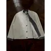 Chaqueta Patchwork Falsa de Dos Piezas Vintage con Cuello Alto Estilo Chino Nuevo para Hombre Diseño Otoño e Invierno 2025 Chaqueta Holgada de Nicho Moderna