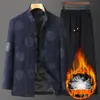Casaco de Inverno Tang para Homens de Meia-Idade e Idosos, Jaqueta de Penas Espessa, Roupa de Pai Estilo Chinês para Pessoas Idosas e Avô, Jaqueta Quente Estilo Chinês