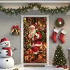 Capa de porta de laço de Natal 2026 mais vendida transfronteiriça tecido decorativo para férias de Natal bandeira de tecido para pendurar na porta externa