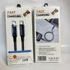 Cable de datos trenzado de un a tres colores en caja con pantalla digital, cable de carga en codo para embalaje, caja blíster, cordón para teléfono móvil, caja de alambre perforado