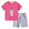 2023 Camiseta infantil verão novo comércio exterior roupas infantis em algodão coreano calças de manga curta infantil terno de duas peças