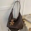 Bolsa Grande Capacidade Feminina 2026 Nova Outono Bolsa de Ombro Único Transversal Bolsa de Axila Texturizada Para Aula Deslocamento Bolsa Tote