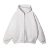 Sudadera básica con cremallera estilo retro americano, diseño para pareja, con tejido pesado, corte holgado, bolsillo tipo canguro y color liso