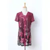Moda de Nuevo Estilo, Tops Holgados con Bordados, Estampados y Cuentas para Mujeres de Mediana Edad y Mayores, Conjunto de Dos Piezas para Verano