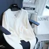 Cardigan Tricotado Solto Elegante com Renda e Lã Mescladas Gola V Feminino Suéter 2025 Outono e Inverno Novo Estilo G113020