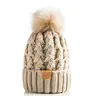 Chapéu de Lã Grosso com Pom-Pom Grande Forrado de Fleece para Outono e Inverno Chapéu Macio Quente com Pom-Pom Trançado de Juta Cruzada Atacado Transfronteiriço