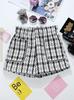 Estilo Tweed Shorts de Tweed para Ropa de Abrigo de Mujer Venta al por Mayor Transfronteriza Cintura Elástica Bolsillo Grande con Solapa Pantalones de Cuadros Ropa de Abrigo Pantalones de Bota Modernos 9693