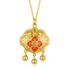 Colar Ruyi Lock Vintage em Prata de Lei S925 para Mulheres, Pingente de Flor Oca de Fechadura da Paz de Alta Moda, Joia para o Dia das Mães