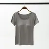 Camiseta de Manga Corta con Almohadillas en el Pecho para Mujer, Ropa de Casa de Verano, Lencería sin Sujetador, Copa de Sujetador, Todo en Uno, Sin Aro de Metal, Se Puede Usar Afuera
