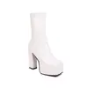 Botas de moda versátiles de tacón grueso para comercio exterior para otoño e invierno, botas altas para mujer de punta cuadrada transfronterizas, varias alturas, botas de cuero de tacón ultraligero con punta cuadrada