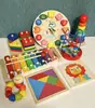 Bebê Primeira Infância Brinquedo Mini frisado frisado Bebê Montessori Blocos de Construção Set Coluna Knocking Piano Twist Worm Presente Educacional
