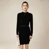 Ropa interior de Otoño e Invierno Suéter 100% Cachemir Puro para Mujer Color Sólido Delgado Manga Larga Cuello Alto Medio Vestido de Punto Simple Europeo y Americano