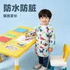 Avental de pintura infantil de desenho animado transfronteiriço macacão de manga comprida à prova d'água anti-sujo arte do jardim de infância bib roupas