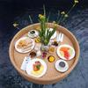 Bandeja Flotante Desayuno Fruta Bebida Bandeja Flotante Hotel y Casa de Huéspedes Cesta de Mimbre Base de Agua Plato de Cena Ocio al Aire Libre