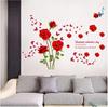[SK9195A] Pegatinas de pared decorativas románticas con rosas rojas para dormitorio, porche, sala de estar, baño y TV