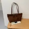 Bolso de Terciopelo Gamuzado para Mujer 2026 Nuevo Otoño Nicho Estampado de Leopardo Bolso Tote para Viajes Cotidianos Gran Capacidad Bolso de Hombro Único Maillard