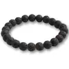 Pulseira Criativa de Pedra Vulcânica e Olho de Tigre com Contas de Cor Sólida 8m Corda Elástica Simples Unissex Joia de Mão Pulseira de Pulso