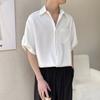Camisa de Manga Corta Ge Hua para Hombre con Efecto Plisado, Camisa de Verano Casual Elegante para Hombre con una Fresca Sensación de Seda