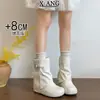 Versión de Piel de Vaca Aumento de Altura Interior 8 cm Pantalón para Personas Bajas Botas de Pierna Botas Cortas Birkenstock Botas Vaqueras Occidentales para Mujer Botas con Plataforma Botas Individuales