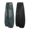 Pantalones Vaqueros Vintage Lavados y Desgastados para Hombre, de Corte Holgado de Moda, Estilo Urbano, Rasgados, Casual, Pierna Ancha