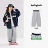 Pudding Haru Colección Primavera Pantalones para Niñas 2026 Nuevo Estilo de Primavera Cintura de Color Bloqueado Infantil Pantalones Largos Sueltos Casuales