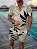 Conjunto de polo con cremallera de moda dorado 3D de marca independiente, conjunto casual de 2 piezas para hombre con polo y shorts estampados en 3D