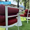 Mesa y Silla de Metal para Jardín Exterior, Patio, Balcón, Terraza, Mesa de Café Impermeable y a Prueba de Sol, Combinación de Sillón Reclinable