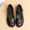 Sapatos de Couro Bovino de Primeira Camada, Sapatos Casuais Planos Confortáveis com Solado Macio de Couro Genuíno para Mulheres, Sapatos de Couro para Mães de Tamanho Grande com Bico Baixo