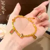 Pulseira de Ouro Areia Vietnamita Estilo Retrô com Contas Levemente Luxuosa com Gotejamento de Óleo Coração Vazado, Coloração Fashion e Duradoura, Joia de Alta Qualidade