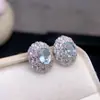Brincos de Água-Marinha Naturais com Pedra Principal 6*8mm, Montados em Prata 925, Última Tecnologia de Galvanoplastia