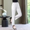 Pantalones Casuales de Mujer Estilo Mamá, Elásticos de Cintura Alta Ajustados, Delgados de Verano para Mediana Edad y Mayores, Moda Rectos de Nueve Puntos