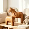 Caballo Dalamu transfronterizo, hecho a mano en su color original, caballo de madera vintage estilo nórdico, decoración del hogar, artesanía de madera