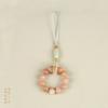 Contas de cristal de morango natural torcidas, pingente de corrente para celular, contas redondas de cristal Sunstone, resistente a quedas, bolsa requintada, enfeites para chaves