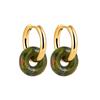 Pendientes de acero inoxidable con diseño transfronterizo europeo y americano, color oro de 18 quilates y piedra natural, estilo nacional, nuevos pendientes redondos de estilo chino, con hebilla para la oreja, joyería para las orejas.