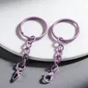 Chaveiro Colorido com Corrente de Quatro Elos e Fecho Lagosta, Acessórios de Joias DIY Pintados, Pingentes Coloridos Doces, Arte em Contas Feita à Mão