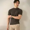 Camiseta Base Blanca de Cuello Medio para Hombre, Manga Corta de Algodón Puro Ajustada de Cuello Medio Ropa Interior Camiseta para Hombre con Aspecto de Alta Gama, Nuevo Estilo Verano y Otoño