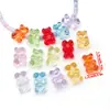 Lindo oso de dibujos animados colgante acrílico translúcido de color gelatina hecho a mano DIY cadena para teléfono collar colgante de llave
