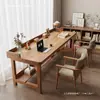 Mesa longa de madeira maciça para sala de estar, quarto, escritório, mesa de estudo para duas pessoas, mesa de computador espessa de camada dupla montada na parede, madeira natural