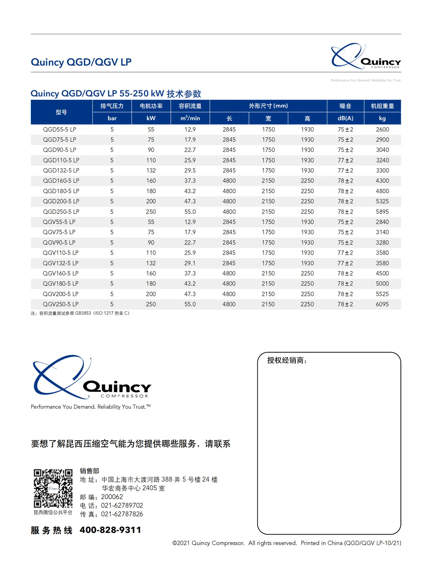 QGD& QGV LP__55-250低压空压机选型