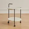 Mesa Auxiliar de Carrito de Doble Capa de Moda Mesa Auxiliar de Sofá Mesa Pequeña Mesa Redonda Pequeña para Sala de Estar Mesa de Noche Simple Estante de Esquina Estante de Almacenamiento