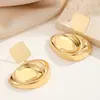Pendientes Cuadrados Geométricos de Metal Estilo Minimalista Europeo Forma de Gota de Agua para Mujer Pendientes Largos Irregulares Plegados Joyería Transfronteriza