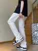 Jeans Negros de Calle Americanos con Puños con Cremallera, Pantalones de Diseño Atractivo para Hombre, Pantalones Rectos de Ajuste Limpio para Primavera y Otoño