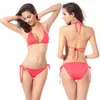 Fábrica de Trajes de Baño Yiwu Venta al por Mayor Bikini con Almohadilla para el Pecho Bikini Traje de Baño Color Sólido Multicolor Comercio Exterior Fábrica Clásica de Trajes de Baño