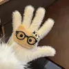 Luvas de Pelúcia Quentes Tricotadas de Cinco Dedos com Gatinho de Strass para Mulheres no Inverno, Versáteis à Prova de Frio e Vento para Ciclismo, Aconchegantes