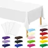 Toalha de Mesa Descartável Lisa de Material PE Espessada e Ampliada 137*274cm Toalha de Mesa Cor Sólida Decoração de Festa Cor Única